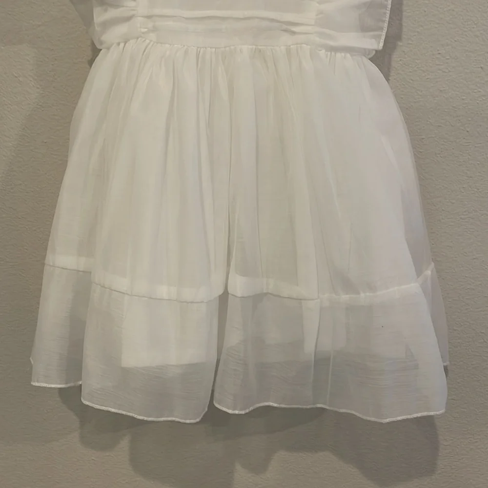 White Ruffle Sleeve Formal Dress for Girls
